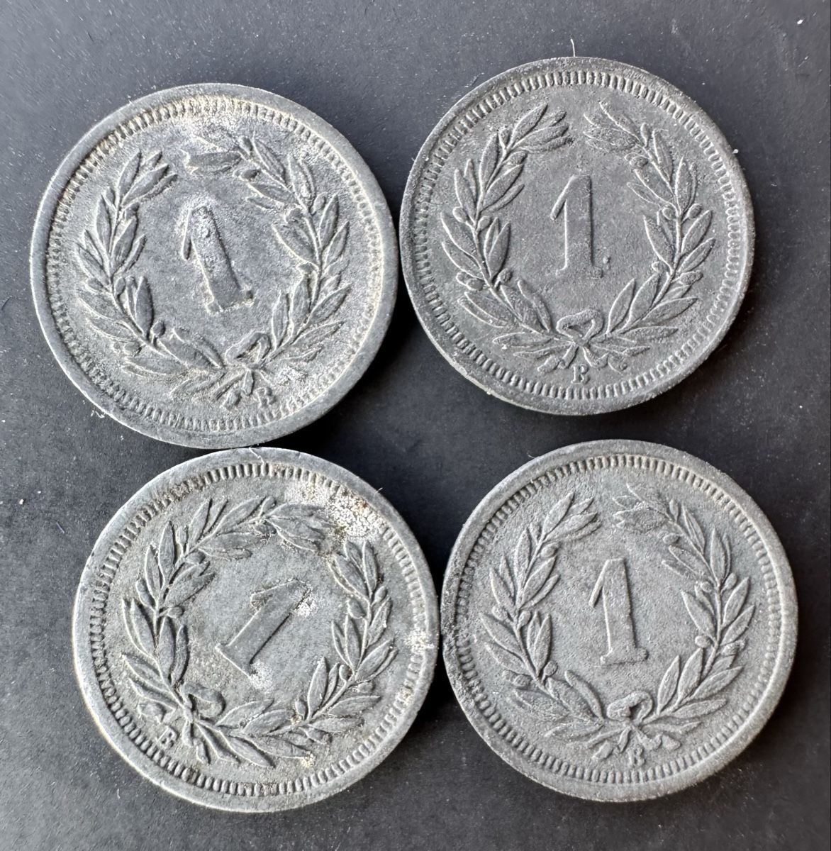 Alle Münzen: 4 x 1 Rappen 1942 – Gebraucht aus Meilen von coins4sale 1