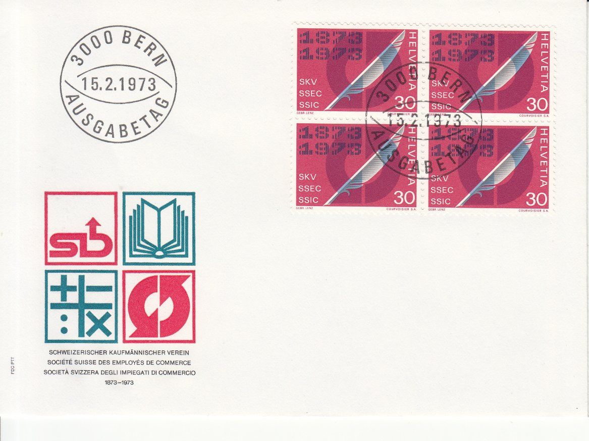 Alle Briefmarken: SBK 520 - 522 im 4er-Block FDC – Gebraucht aus Bürglen TG von StampGraf 2