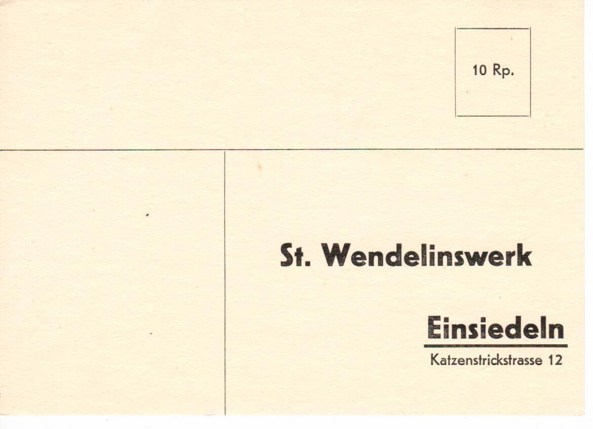 Alle Briefmarken: PK, St. Wendelinswerk Einsiedeln – Gebraucht aus Wolhusen von Curver9