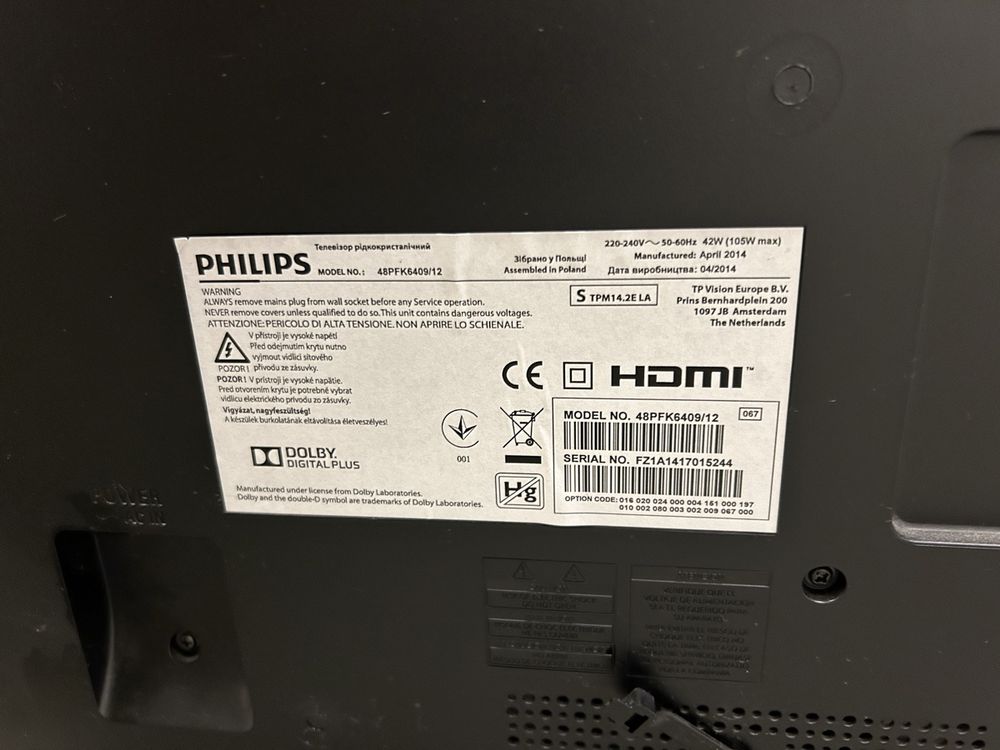 Ersatz-Fernbedienung Für Philips TV – Kompatibel Mit 48PFK5709/12, 48PFK6300/12, 48PFK6409/12, 48PFK6609/12, 48PFK6719/12, 48PFK6909/12
