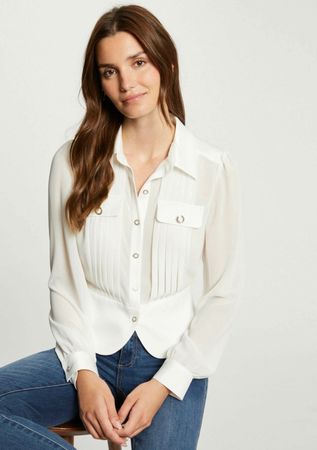 MORGAN Bluse weiss mit Plissee-Details Gr.34 neu mit Etikett