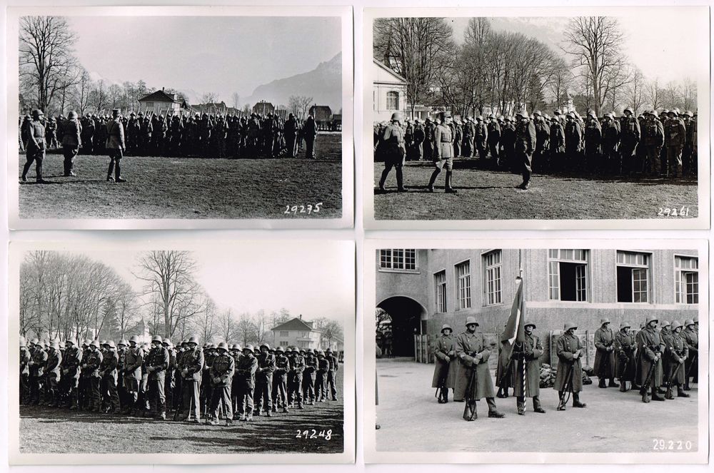 GENERAL GUISAN 1940 Inspektion In Interlaken 4 Fotokarten Gebraucht 