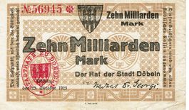 Döbeln 10 Mrd.Mark+Stempel rot 23.10.1923 VZ-VZ+