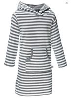 Damen Bademantel Kleid grau gestreift Grösse S
