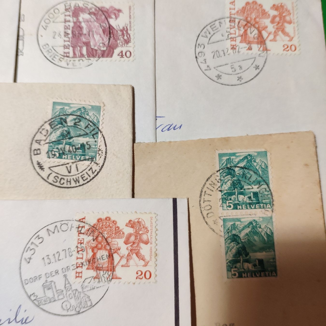 Alle Briefmarken: 9 Alte Briefé mit Briefmarken un Stempel Basel Mohlin usw – Gebraucht aus Lausanne von Jdelta 4