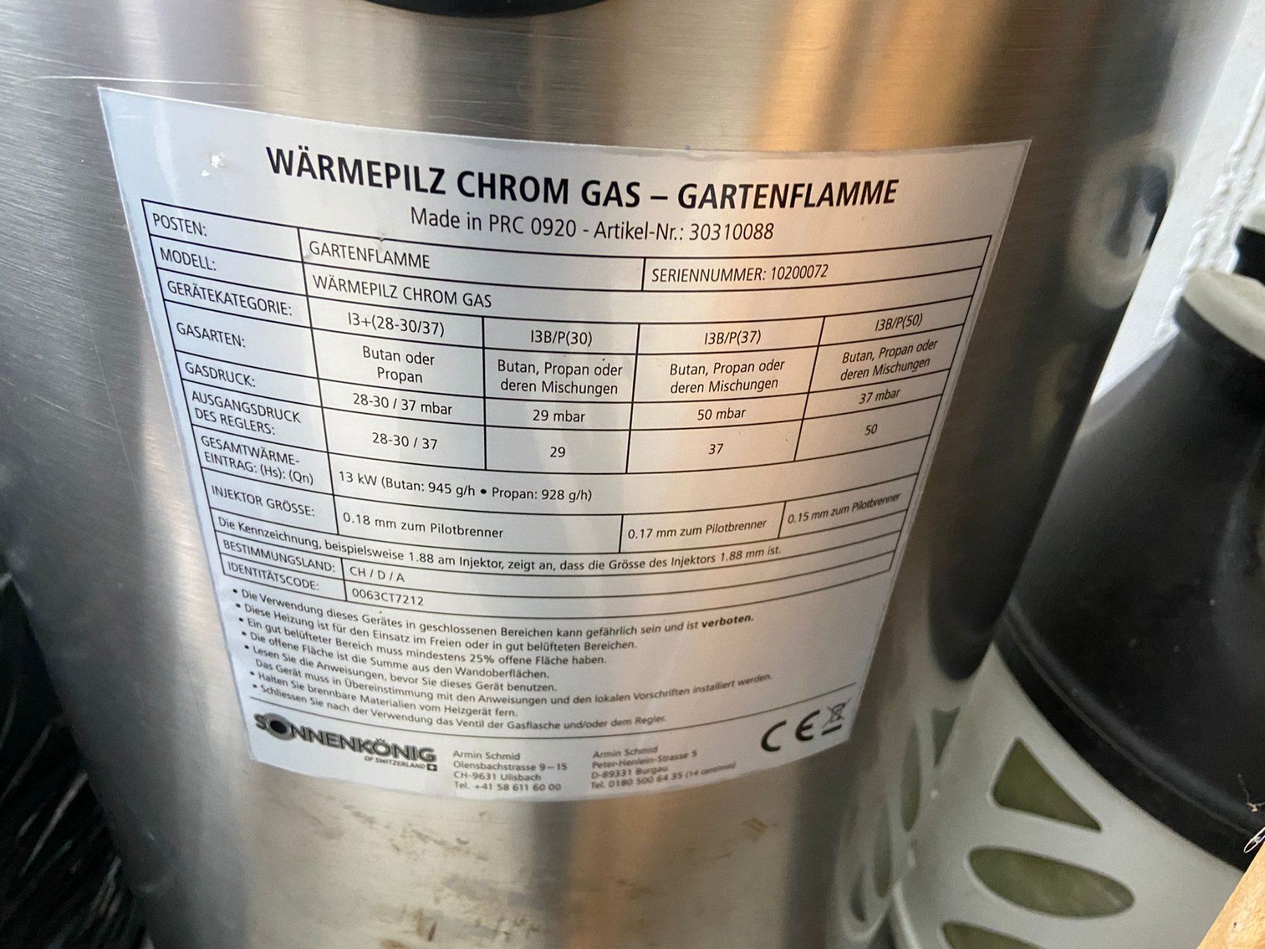 Radiatori: Gas-Heizstrahler Edelstahl – Usato da Muttenz venduto da SwissRobinho 1