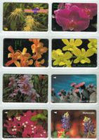 8 Telefonkarten Singapur Blumen