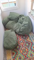 Sitzsack mit Hocker hellgrün Corduroy Cord Doppelset