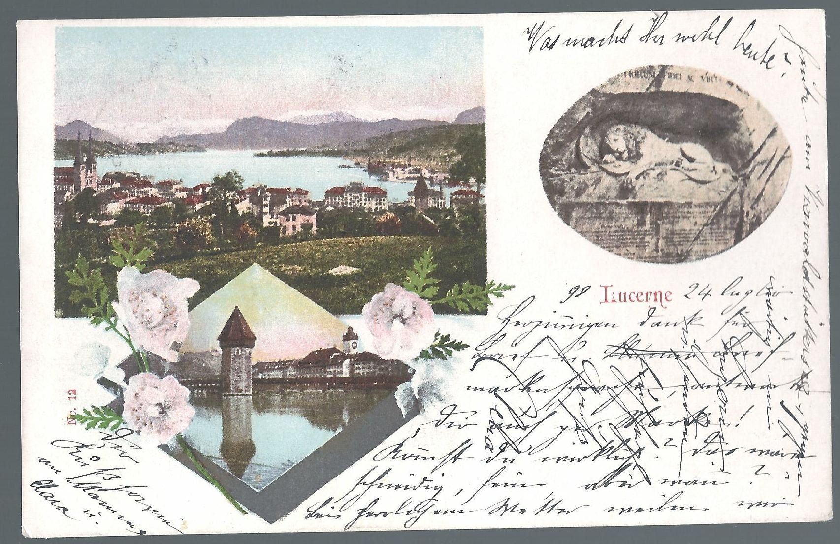 Cartoline postali: Luzern Lucerne 24.08.1898 – Usato da Montenol venduto da Vernier2