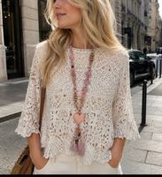 Damen Netz Strick Pullover spitze weiß S m l