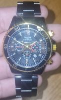 Armbanduhr Chronograph schwarz goldfarben Herren