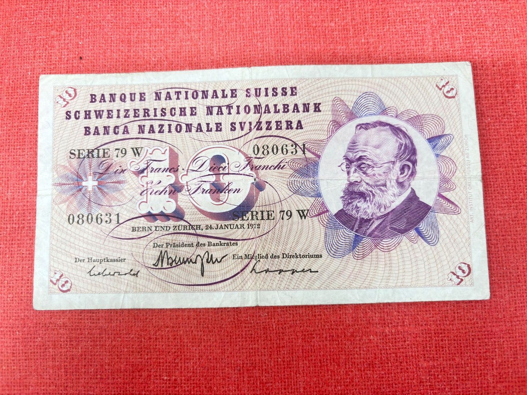 Banconote: 10 Franken Banknote 1972 gebraucht – Usato da Ormalingen venduto da digital09