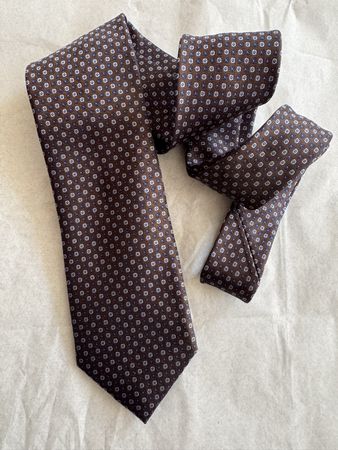 Cravate CORNELIANI en soie, brune, motif géométrique