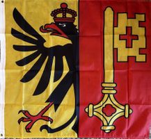 Fahne Flagge Kanton Genf Geneva Genfersee Flughafen Leman