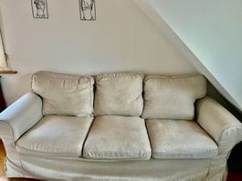 Sofa 3-Sitzer hellbeige Stoffhaube guter Zustand