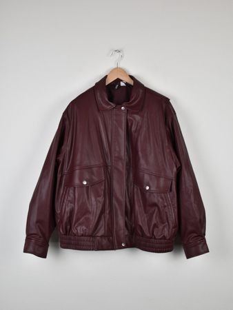 H&M Jacke mit Coating in Oversize Fit, Gr.L, weinrot