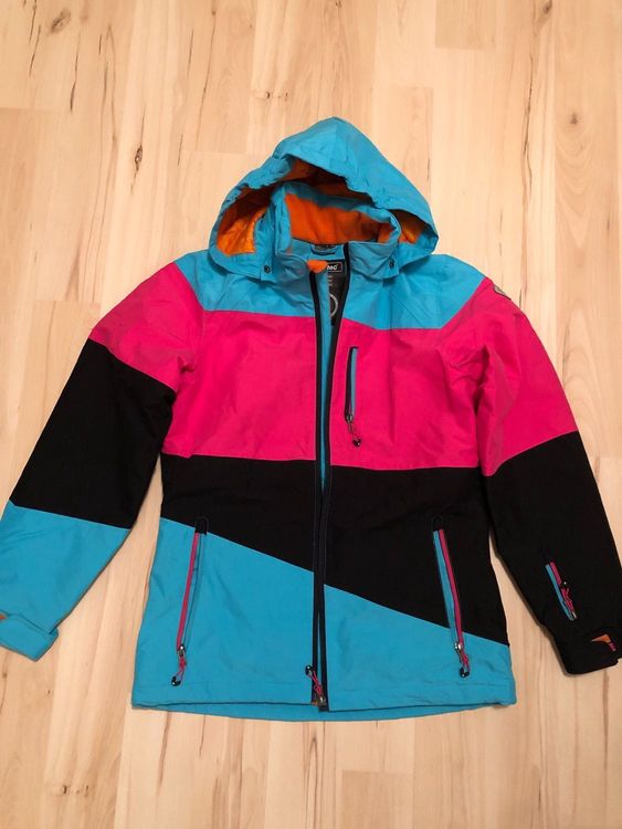 Killtec Veste De Ski Fille – Imperméable 10 000 Mm, Respirante, Doublure Polaire, Capuche Amovible, Design Colourblock