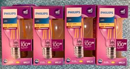 Lot 4x Ampoules Philips LED E27 10.5W=100W Neuves