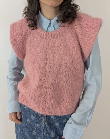 Strickweste Damen rosa Rundhalsausschnitt S/M