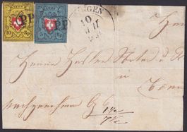 1851: Attraktiver Rayonbrief von MEIRINGEN (BE) mit ATTEST