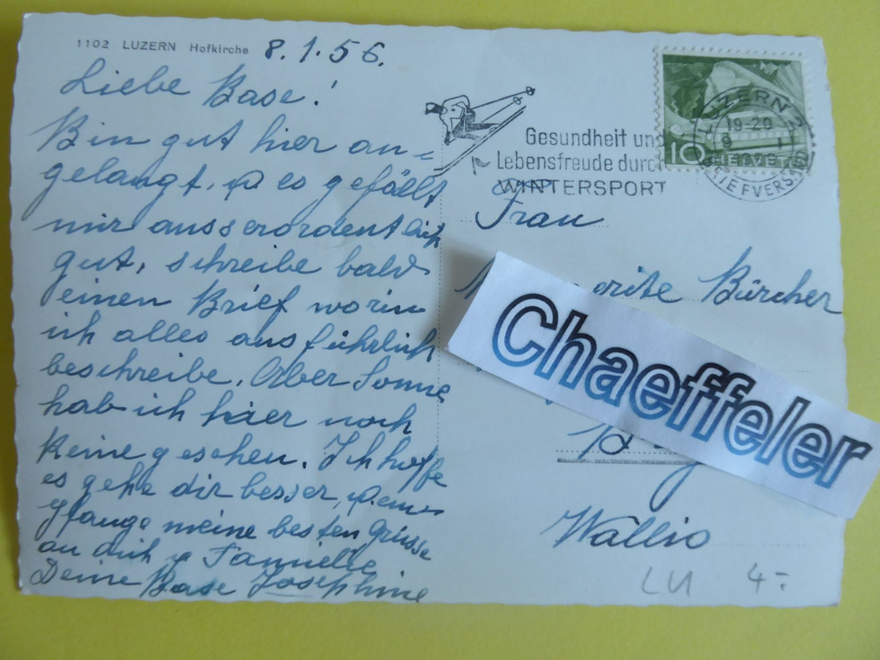 Cartes postales: 1956  1102 Luzern Hofkirche – D'occasion à Zürich par Chaeffeler 1