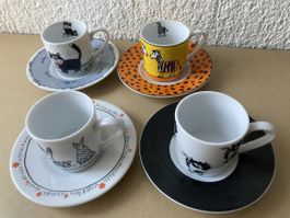 4er Set Könitz Espressotassen mit Untertassen – Tiermotive