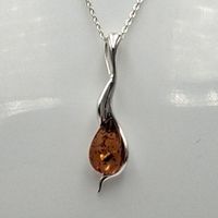 Anhänger mit Bernstein-Tropfen 925 Sterling Silber Collier