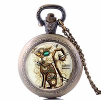 Taschenuhr Halskette Katze - Montre à gousset Collier Chat