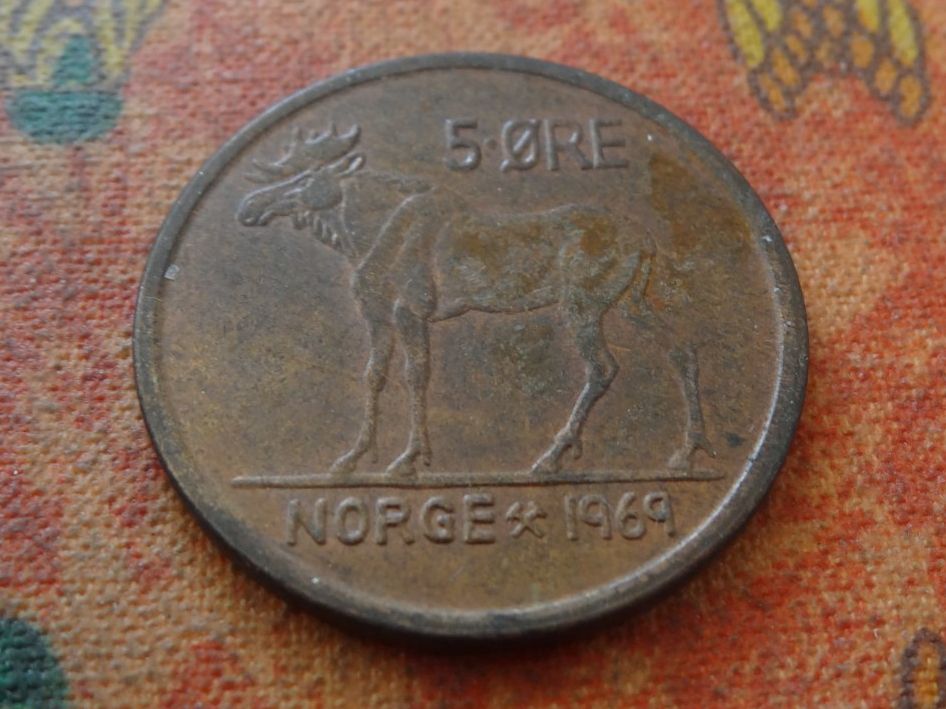 Tutti le monete: NORVEGE  5  ORE  1969  (P) – Usato da Romanel-sur-Lausanne venduto da Swift13