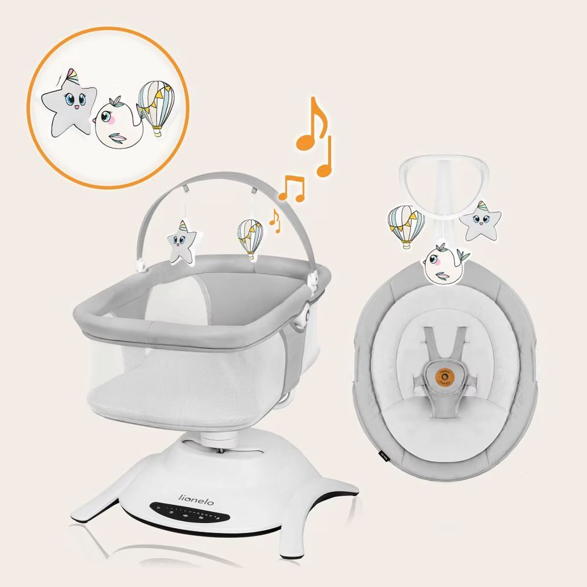 Lionelo Sdraiette & Sdraiette a dondolo: LIONELO Babyschaukel Bella Set 2in1 – Nuovo (secondo la descrizione) da Bünzen venduto da HamedM