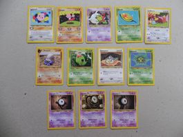 12 versch. Pokémon Sammelkarten Jg. 1995-2001 Engl. Text HP