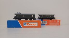 Spur H0, Roco, DB Gepäck- und 1. Klassewagen, 2 achsig