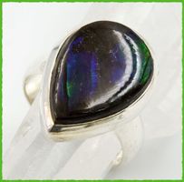 ♛ Grosser Ammolit 925 Silberring