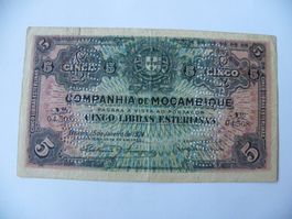 Mocambique 5 Libras 1934, Gebraucht, Sammlung Banknote