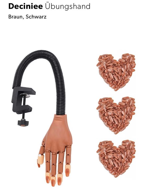 Wilfniee Magnetische Übungshand Für Acrylnägel – Mit 200 Spitzen & Werkzeugen, Flexibel, Für Anfänger
