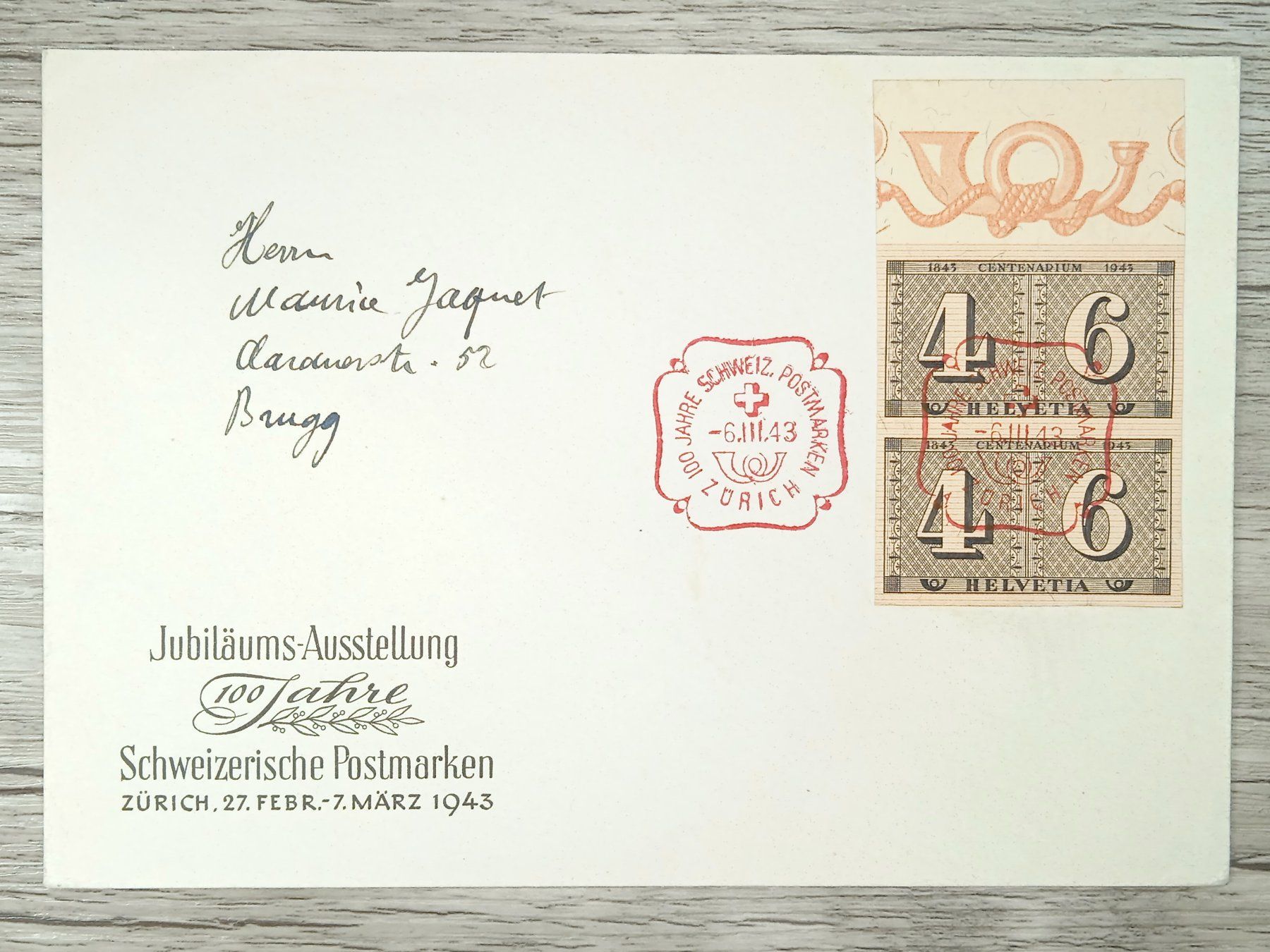 Tutti i francobolli: TR10 Enveloppe + Timbre Suisse 1943 – Usato da Cousset venduto da Patrick_Collections