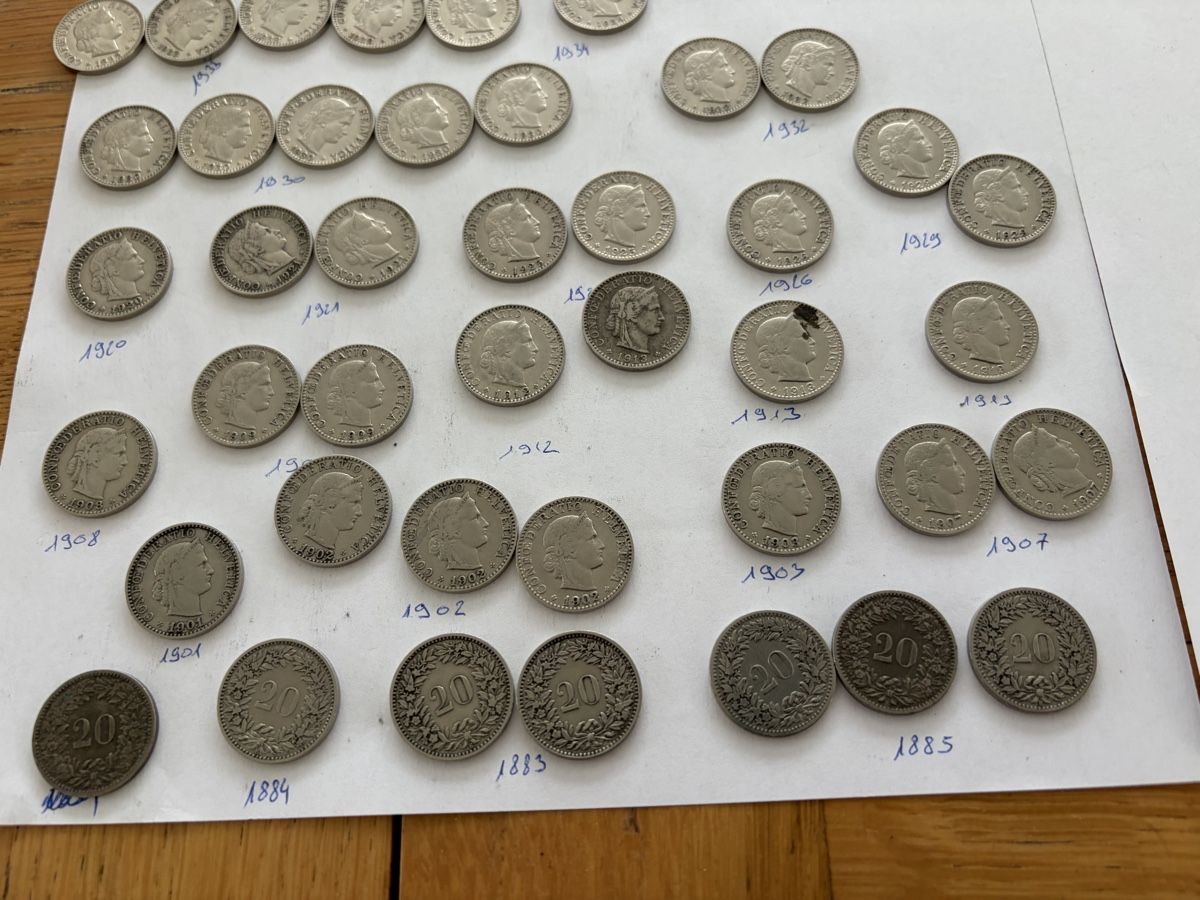 Tutti le monete: Pièces 20 centimes de 1884 à 1950 – Usato da Echallens venduto da JAR69 4
