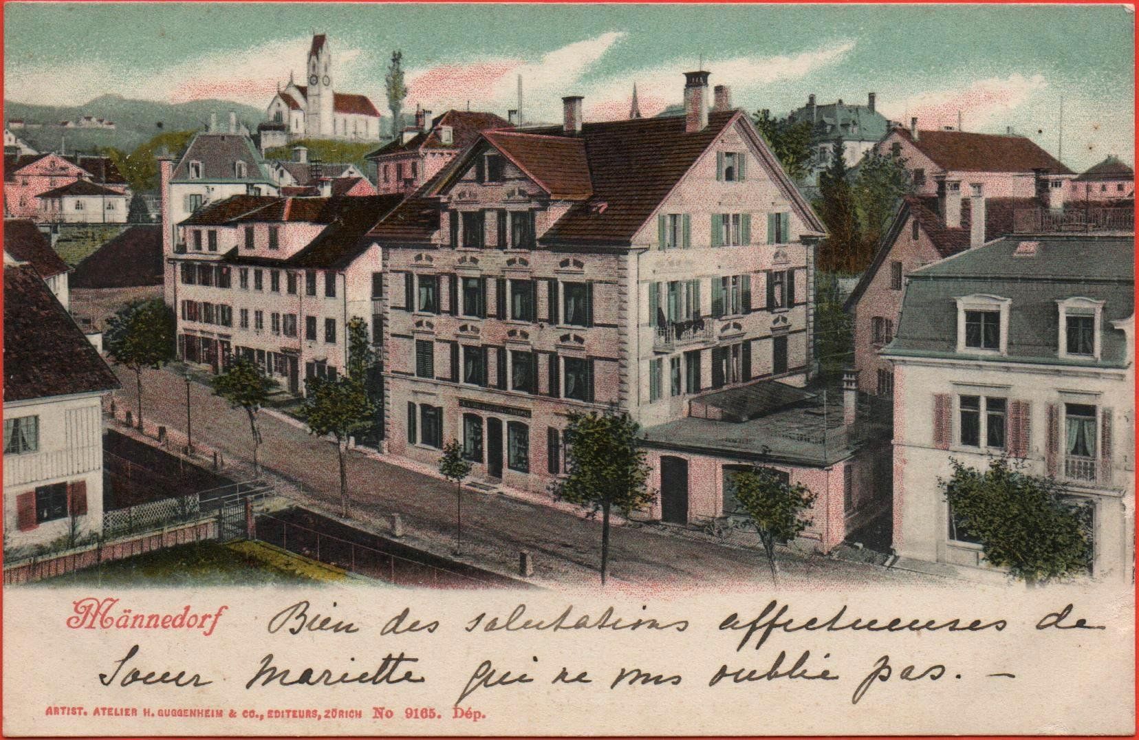 Cartoline postali: MÄNNEDORF Guggenheim No. 9165 – Usato da Jona venduto da philajona