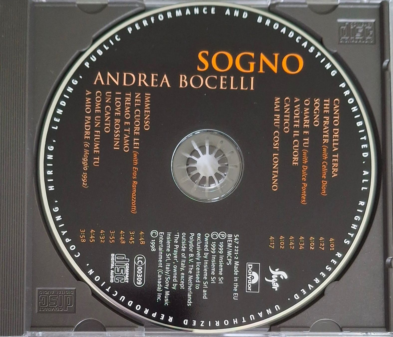 CD: Andrea Bocelli - Sogno – Usato da Reinach BL venduto da Chela04 2