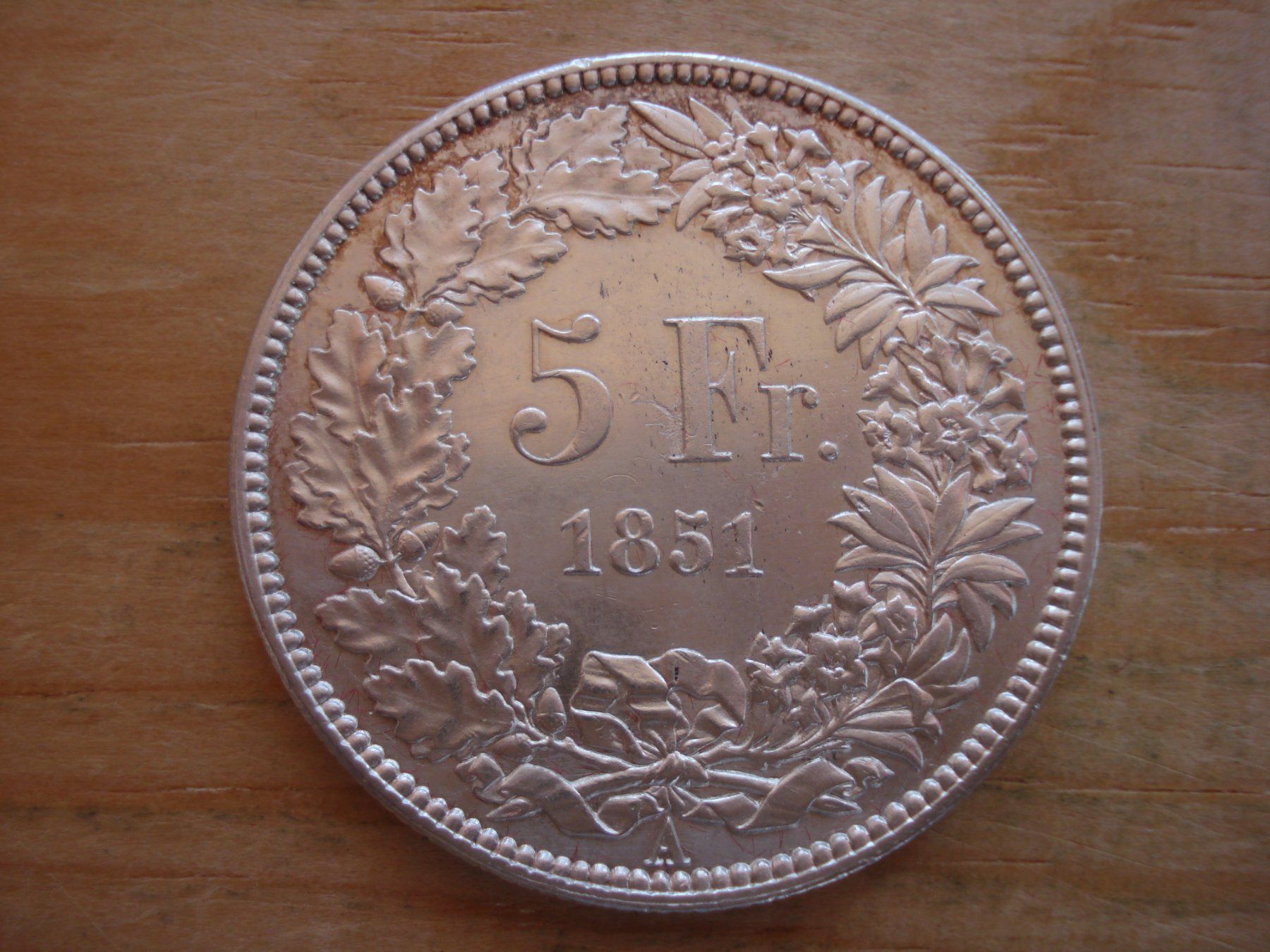 Alle Münzen: (C1) 5 Franken 1851 UNZ- – Gebraucht aus Erlach von Net-Coins