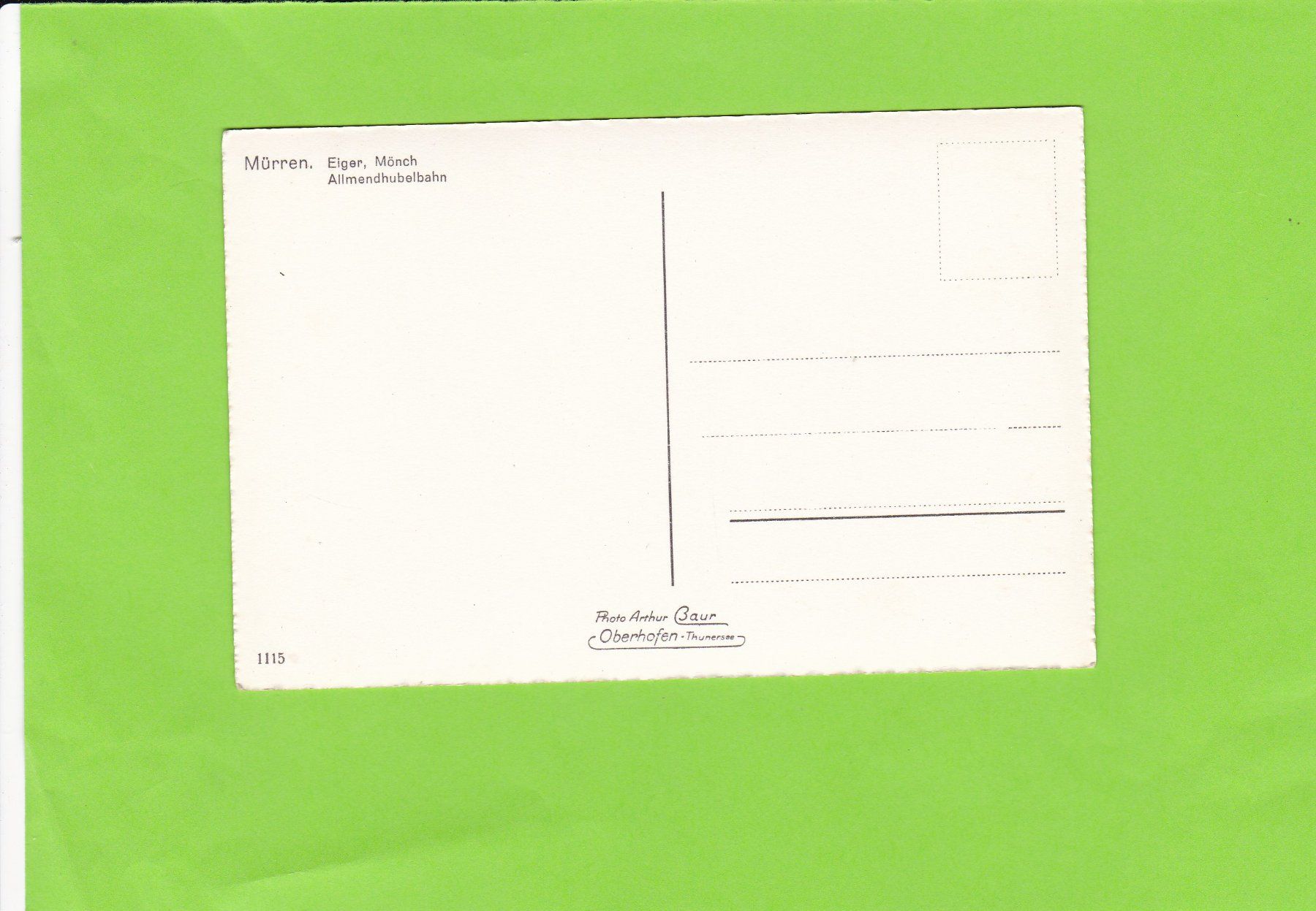 Cartoline postali: Mürren-Allmendhubelbahn – Usato da St. Peterzell venduto da neckertal 1