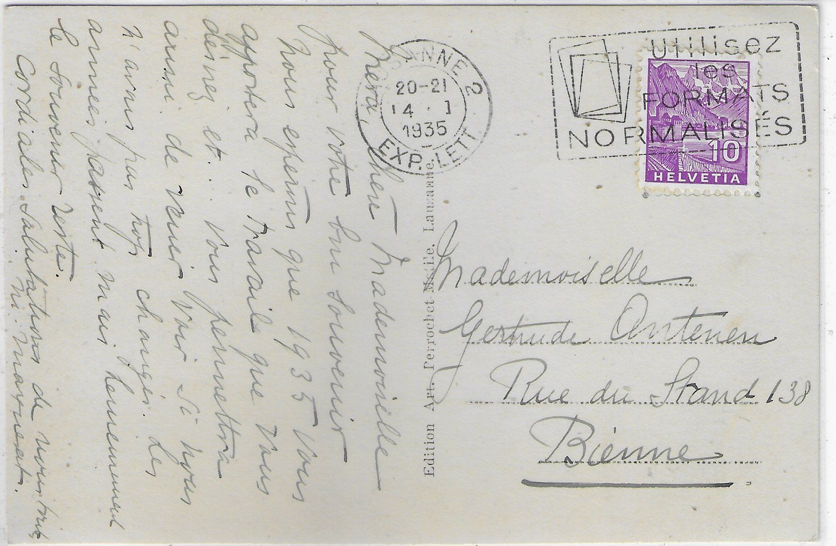 Cartoline postali: Lausanne - Villa Speranza – Usato da Ettingen venduto da Kartenplanet 1