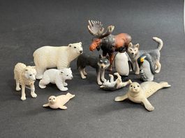 Schleich Polar Tiere Eisbär Wolf Elch Pinguin Polarfuchs