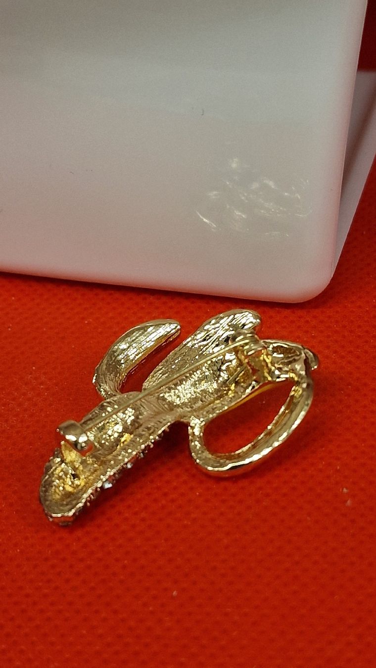 Spille & Fermagli: Brosche mit Strass besetzt Banane neu – Nuovo e nell'imballaggio originale da Herisau venduto da Antiques.AR 1