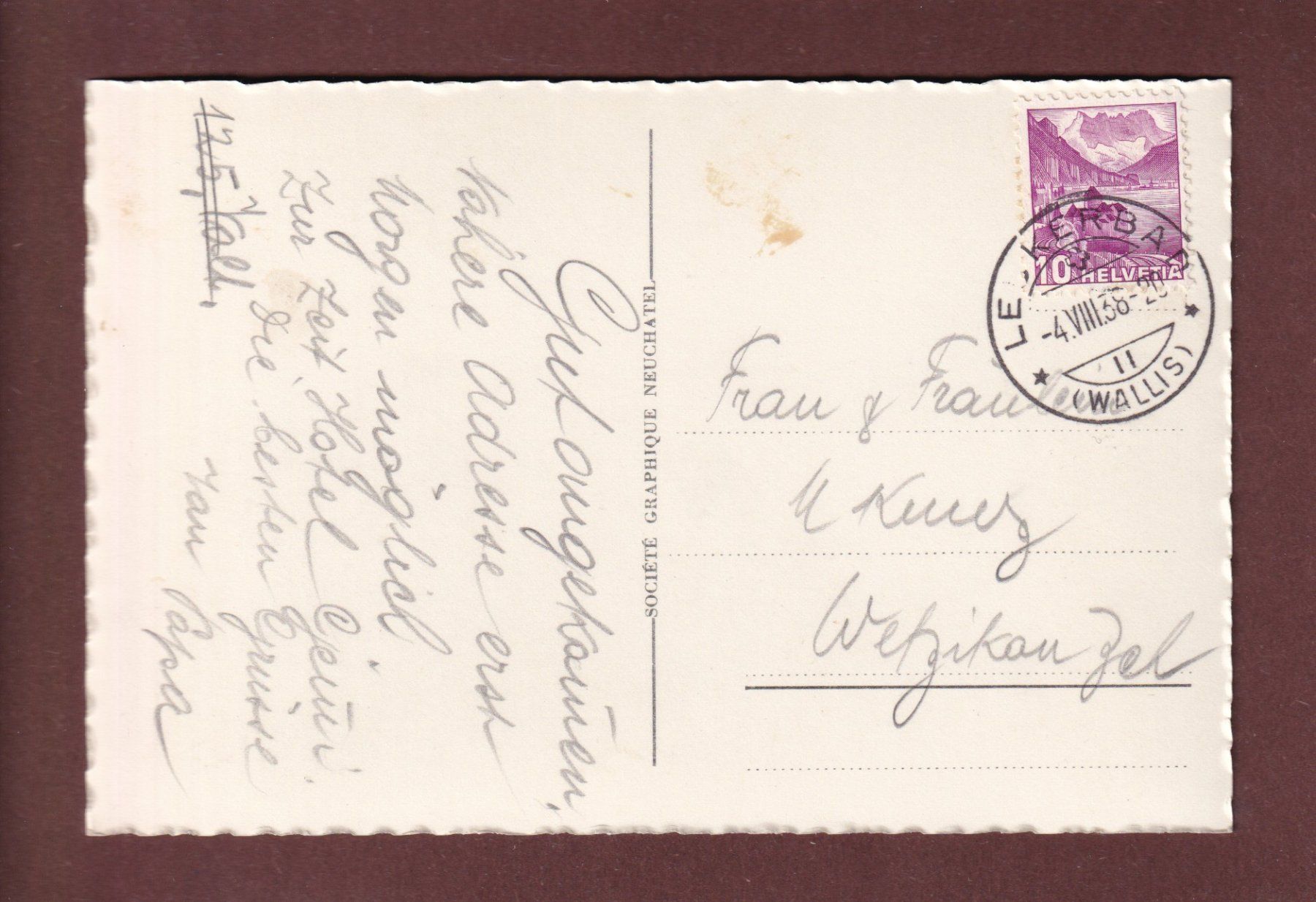 Ansichtskarten: LOECHE-LES-BAINS - Gemmi - 1938 – Gebraucht aus Pully von nicecards-shop 1