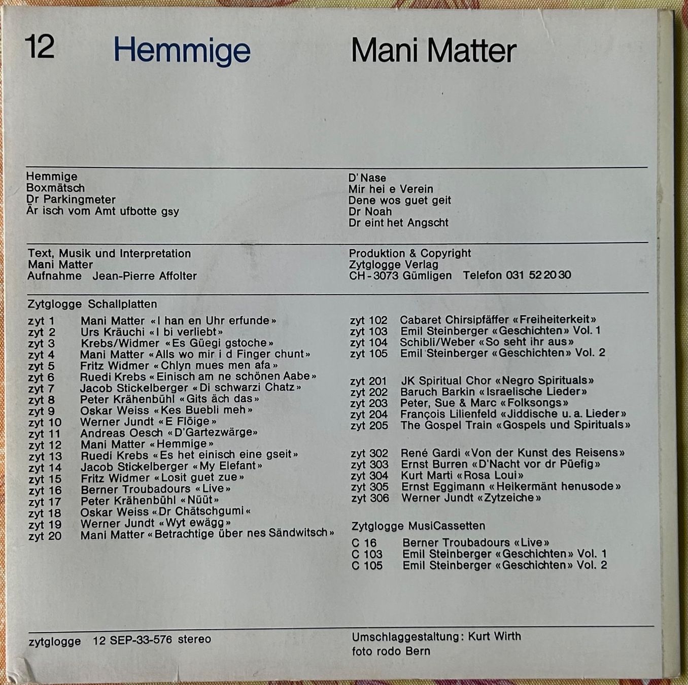 Schallplatten: Mani Matter / Hemmige – Gebraucht aus Spiez von martin-7973 1