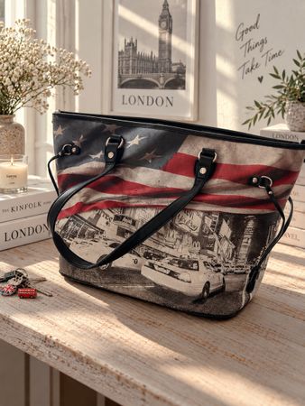 Handtasche Youbag USA Flagge Design schwarz sehr gute Zustan