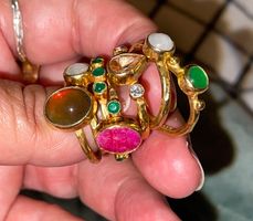 7 Stackable Rings Natural Gemstones SS925 24k Gold Vermeil
