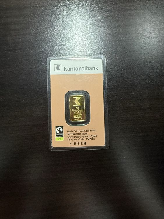 Metalli preziosi: 5 g Goldbarren Kantonalbank mit tiefer Barrennummer – Nuovo (secondo la descrizione) da Buchs ZH venduto da kaktus899