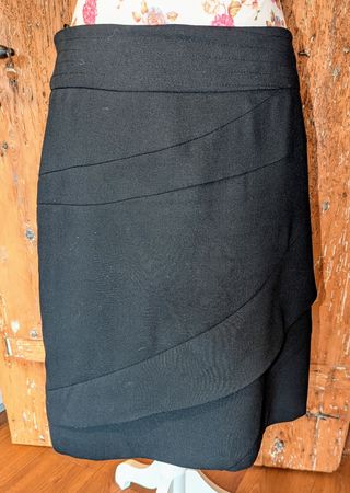 Eleganter schwarzer COMMA Damenrock Gr. 38 Wickelrock Optik